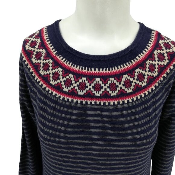 Hanna Andersson Fair Isle Striped Sweater Dress Size S Womens Blue Red Nordic - Picture 4 of 12